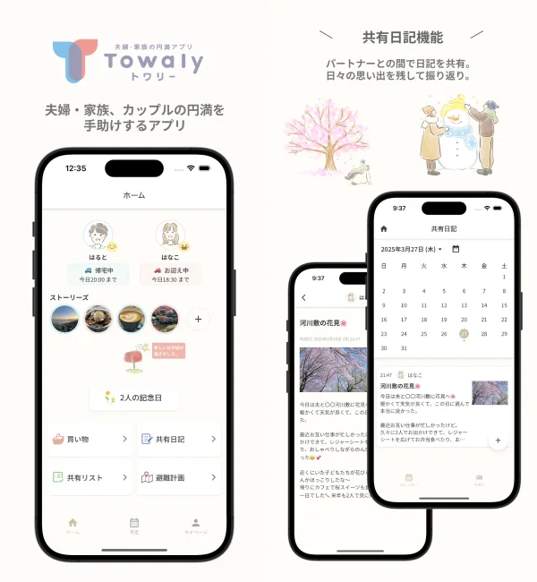 Towaly 夫婦・家族、カップルの円満を手助けするアプリ