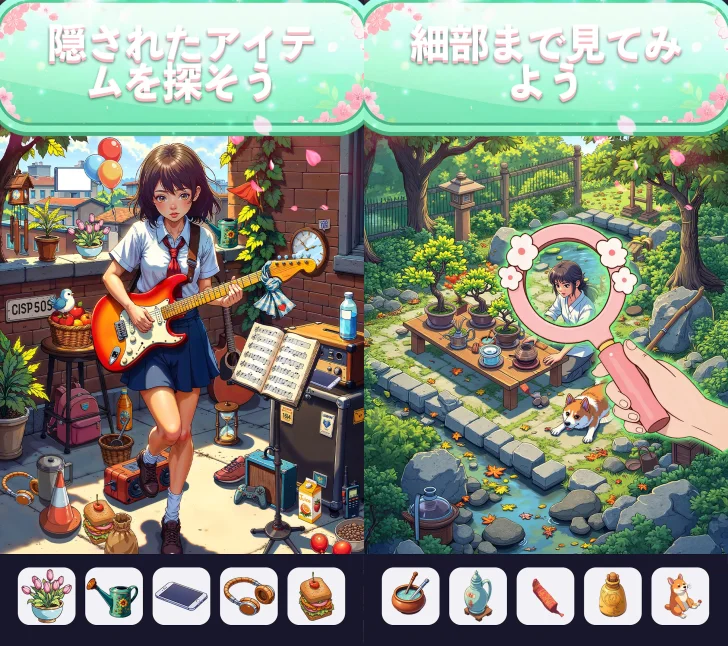 隠されたアイテム探し-アイテムを見つけよう！